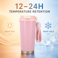 Gobelet isotherme à double paroi en acier inoxydable personnalisé de 500 ml, anti-fuite, avec poignée