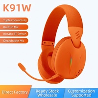 Casque de jeu sans fil RGB avec audio Hi-Fi, haut-parleur dynamique, faible latence de 20 ms, connexion tri-mode, ergonomique, audiophile, pour les voyages