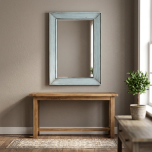 Espejo de pared rectangular con marco de madera rústica, hecho a mano, decorativo para el hogar, 6.0 mm de grosor, decoración de pared para el hogar, madera natural - Product Image 1