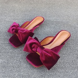 Sandales de luxe 3CM pour femme, style claquettes, avec nœud, talons chaton, chaussures tendance - Product Image 2