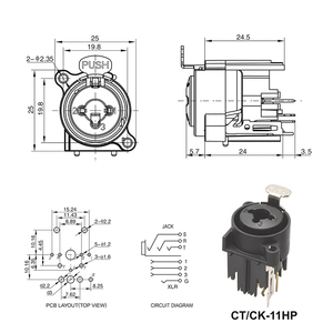 Connecteur <span class=keywords><strong>Combo</strong></span> Audio & Vidéo LIANZHAN CTCK-11HP pour <span class=keywords><strong>Prise</strong></span> <span class=keywords><strong>XLR</strong></span> Femelle à Montage sur Panneau, Contact en Laiton, <span class=keywords><strong>Jack</strong></span> Mono 6,35 mm, Noir - Product Image 4