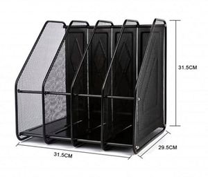 Office Desk Document <b>File</b> Paper Organiser <b>File</b> Holder 4 Compartment Mesh Magazine Holder Rack Stand - Product Image 4