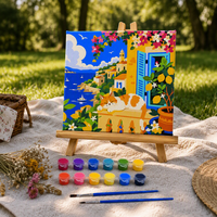 Kit de Peinture sur Toile pour Enfants DIY – Peinture par Numéros Paysage Moderne Encadré 20x20cm – Impression Numérique – Coffret Cadeau Fait Main