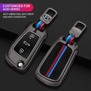 Funda Protectora para Llaves de Coche de Aleación de Zinc y Silicona con Diseño Moderno, Carcasa para Llave Remota con Anillo para Llaves, Compatible con <span class=keywords><strong>Audi</strong></span> Q3 - Product Image 1