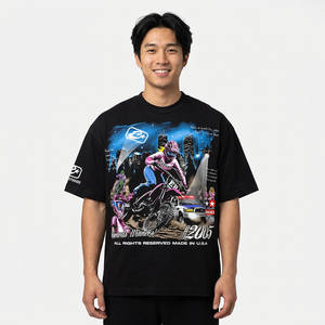 <b>Men's</b> <b>Black</b> Short Sleeve T-Shirt Motocross Print Regular Fit <b>Turtleneck</b> Formal 2005 Design 100% Cotton Eco-Friendly Anti-Pilling - Product Image 6