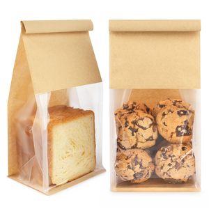 Bolsa de Papel Kraft <span class=keywords><strong>para</strong></span> Panadería con Ventana y Cierre Metálico, Apta <span class=keywords><strong>para</strong></span> Alimentos, <span class=keywords><strong>para</strong></span> Empacar Bocadillos de Alta Calidad - Product Image 1