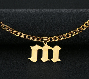 Collegare collana personalizzata in acciaio inox in europeo e americano nome del numero collana di sesso maschile e femminile lettera Hip Hop ciondoli - Product Image 4