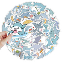 Autocollants décoratifs transfrontaliers style nordique, motif requin de dessin animé, animaux marins mignons, graffiti