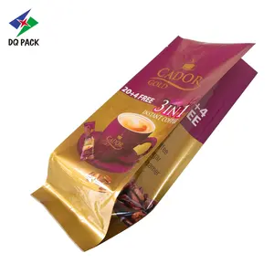 DQ PACK ALuminum Foil Matte Finish Side Guuset Bag Coffee Powder Pean Packaging Pouch Bag