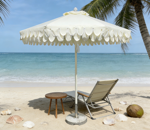 Sombrilla Octogonal Blanca de 9 Pies con Flecos Dobles Festoneados para <span class=keywords><strong>Patio</strong></span>, Terraza o Jardín - Product Image 3