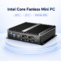 Mini PC con Carcasa de Aluminio Sin Ventilador, CPU Intel, RAM DDR4 Dual, SSD, LAN Dual, Entrada de Voltaje Amplio, Carcasa Impermeable IP65, Pantalla HD