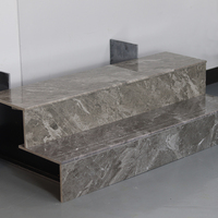 Carrelage de marche en céramique gris aspect marbre brillant, corps plein, 170x300x1200mm