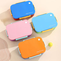 Boîte à lunch bento personnalisée pour enfants, 3 compartiments, anti-fuite, en PP, avec fourchette et cuillère, compatible micro-ondes, sans BPA, boîte repas colorée pour l'école