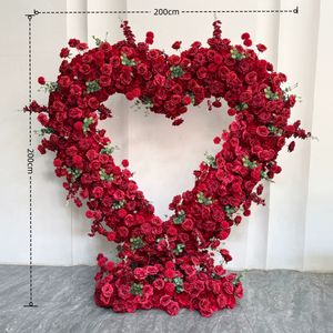 Arche de fleurs artificielles en forme de cœur de roses, personnalisée en usine, pour la décoration de fond de mariage, vente en gros - Product Image 6