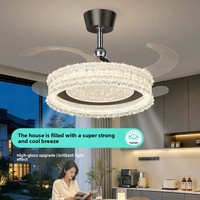 Ventilateur de plafond de style médiéval pour salle à manger et chambre à coucher, éclairage Zhongshan intégré, compatible Tmall Genie, intensité réglable, garantie de 2 ans
