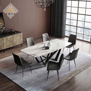 Di alta qualità di lusso sala da pranzo Set di pietra moderna 6 8 10 posti di lusso per rettangolo in metallo tavolo da pranzo Set e sedia Set - Product Image 1