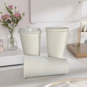 Gobelets à café, jus, lait et thé en carton à paroi simple de 12 oz avec couvercles - Product Image 2