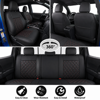 Fundas de Asiento Completas para Tacoma de Cuero Acolchado Black Diamond, Costuras Rojas, Transpirables, Impermeables, Compatibles con Airbag