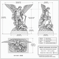 Statue grandeur nature de l'archange Michel vainquant le diable, sculpture religieuse en bronze coulé pour l'église, le jardin ou l'extérieur