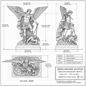 Statue grandeur nature de l'archange Michel vainquant le diable, sculpture religieuse en bronze coulé pour l'église, le jardin ou l'extérieur - Product Image 2