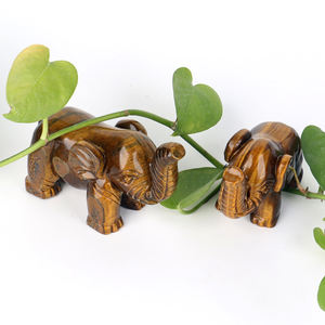 Cristales naturales piedra curativa tallada animal Ojo de Tigre elefante figuritas estatua de elefante artesanías de piedra de cristal - Product Image 5