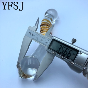 Gladde borosilicaatglas <span class=keywords><strong>dildo</strong></span> voor prostaat- en puntmassage, transparante theestripkleur, unisex voor vrouwen en mannen, 200x35mm, 259g - Product Image 5