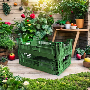 HUADING çevre dostu katı katlanır plastik sandık geri dönüşümlü PP sepet meyve depolama örgü tasarımı ile katlanabilir - Product Image 3