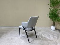 Chaise de salle à manger moderne minimaliste en métal et tissu rembourré avec dossier pour réunions d'affaires, restaurants, loisirs et mobilier domestique