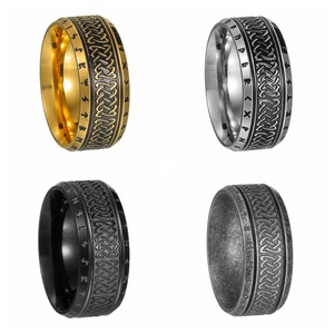 Anello in Acciaio Inossidabile con Nodo Celtico e Lettera Vichinga Vintage per Uomo, Colori di Tendenza per Matrimoni o Regali - Product Image 2