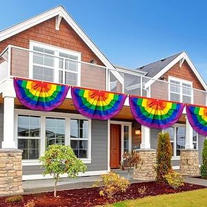 Banderines de Arcoíris con Pliegues y Ojales para Decoración de Fiestas, Artículos de Fiesta Económicos y Populares - Product Image 6