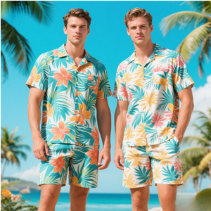 <strong>Men's</strong> Custom Print Hawaiian <strong>Shirt</strong> and Beach Shorts <strong>Set</strong> Breathable Pattern Printed Summer Party Casual Outfit <strong>Shirts</strong> Hawaii <strong>Set</strong> - Product Image 2