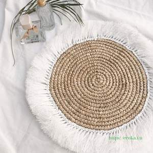 <b>Cheap</b> Price Nordic Rush Bamboo Bohemian Eco-Friendly Round Braided Placemat with Tassel for Dining Table From Vietnam - Product Image 3