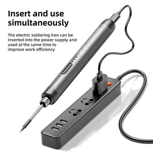 หัวแร้งบัดกรีไฟฟ้าแบบพกพา ชาร์จผ่าน USB ปรับระดับได้ แบตเตอรี่ในตัว ไร้สาย ดีไซน์หัวคู่ องค์ประกอบความร้อนคาร์บอนไฟเบอร์ - Product Image 4