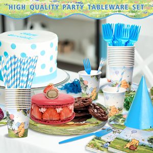 Juego de vajilla temática de oso <span class=keywords><strong>Winn</strong></span> personalizado al por mayor, platos para Baby Shower, servilletas para el Día del Padre, cumpleaños, graduación - Product Image 6