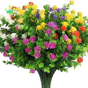 10 mechones de flores artificiales para exteriores, Gypsophila para bebés, flor falsa de respiración, plástico verde, arbustos colgantes para el hogar y la boda
