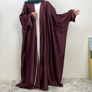 1427# Gorgeously Ladies Latest <b>Abaya</b> Sparkle Diamond Split Sleeves Smooth Satin Elegant Muslim Open <b>Abaya</b> - Product Image 1