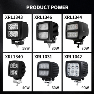 תאורת עבודה לד נורדית 60w 90w 55w מרובעת, עמידה למים, לתעשייה, רכב, מחפר, משאית, טרקטור, 12v 24v - Product Image 2
