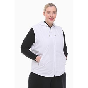 Vetre <b>White</b> Hooded Fleece-Lined Vest <b>Women's</b> Zip Up <b>Waistcoat</b> 75 cm Sizes 36-60 Waterproof Outerwear Modest Fashion Casual Style - Product Image 3
