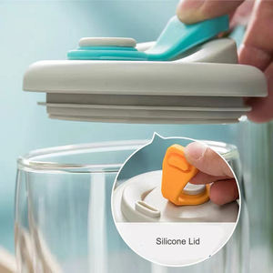 Taza de Vidrio de Borosilicato Alto de 350 ml con Aislamiento de Doble Pared en Forma de Huevo con Tapa de Silicona (Ecológica) Personalizable con Logotipo - Product Image 6