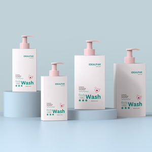 Vuông nhựa bao bì mỹ phẩm 250ml 500ml cơ thể rửa dầu gội Lotion màu xanh lá cây chai <span class=keywords><strong>container</strong></span> - Product Image 4