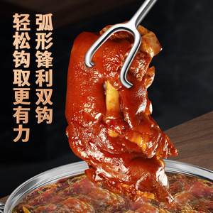 304 Stainless Steel Meat Hook With Wooden Handle Extended Thickened Roast Duck Braised Meat Hook Household Commercial Use - Product Image 3