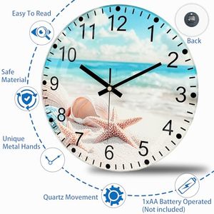 Relojes <span class=keywords><strong>de</strong></span> Pared <span class=keywords><strong>de</strong></span> Cuarzo <span class=keywords><strong>de</strong></span> Vidrio Templado Grueso, Sin Tictac, Diseño Único <span class=keywords><strong>de</strong></span> Playa, Números Grandes, Minimalistas, para Dormitorio, Sala <span class=keywords><strong>de</strong></span> Estar, Oficina, con Certificación CE - Product Image 4