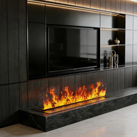 Cheminée 3D intégrée ultra-mince à flamme simulée, humidificateur, pour fond TV, personnalisable, avec fonction de surchauffe en anglais