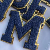 Patch thermocollant 3D en chenille brodée de paillettes, à appliquer sur vêtements, sacs, badges nominatifs DIY, patchs alphabet A-Z