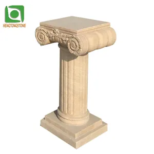 Hand Carved Marble Carvings Display Roman Pedestal Column