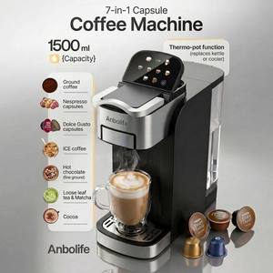 Cafetera Portátil Anbo 20 bar 7 en 1 <span class=keywords><strong>con</strong></span> Botón para Café, Tanque de <span class=keywords><strong>Leche</strong></span>, Compatible <span class=keywords><strong>con</strong></span> Cápsulas DG Nes y Lava, Bomba ULKA - Product Image 1