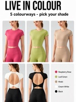 Soutien-gorge de sport pour femme en nylon brossé et élasthanne, idéal pour le yoga, la gym, le fitness et les entraînements, modèle court
