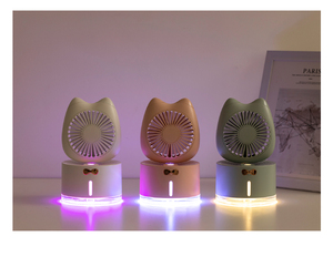 Refroidisseur <span class=keywords><strong>d</strong></span>'<span class=keywords><strong>air</strong></span> électrique portable motif chat mignon, rechargeable par USB, pulvérisateur de brume <span class=keywords><strong>d</strong></span>'eau, ventilateur de table avec veilleuse, cadeau <span class=keywords><strong>d</strong></span>'été pour les enfants - Product Image 3