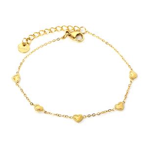 Pulsera de Cadena Chapada en Oro de 18K, Regalo de San Valentín, Joyería de Acero Inoxidable, Dijes Delicados, Pulsera con Corazón para Mujer - Product Image 4