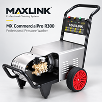 MAXLINK 300 Bar Mesin Cuci Tekanan Komersial Portabel Pembersih Air Dingin Elektrik Pompa Triplex Tekanan Dapat Diatur untuk Cuci Mobil